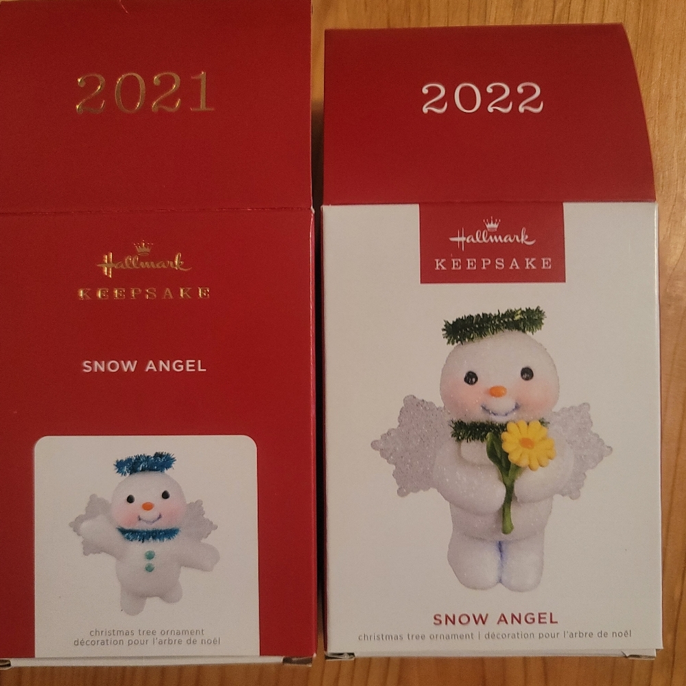 Hallmark 2021 and 2022 Snow Angel ornaments